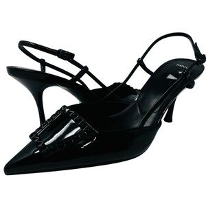 Mango Black Patent Heels